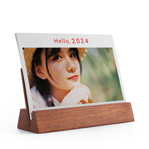 2024 Année Dragon Wooden Desk Calendar Custom Diy Creative Solid Wood Base Photo Homemade Booking Calendar Shelf