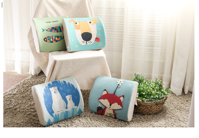 Bay cartoon chăm sóc xe đệm thắt lưng bộ nhớ bọt ghế đệm văn phòng eo thắt lưng trở lại pad trên ghế - Trở lại đệm / Bolsters Bộ chăn gối hình thú