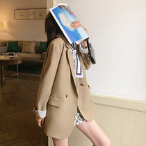 Khaki casual suit jacket female spring and autumn small senior design sense net red fried street drape spring suit
