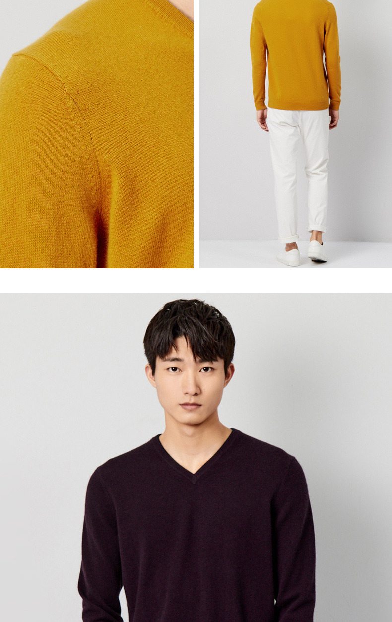 Erdos 1980 mùa thu và mùa đông áo len cashmere cổ chữ V áo len nam