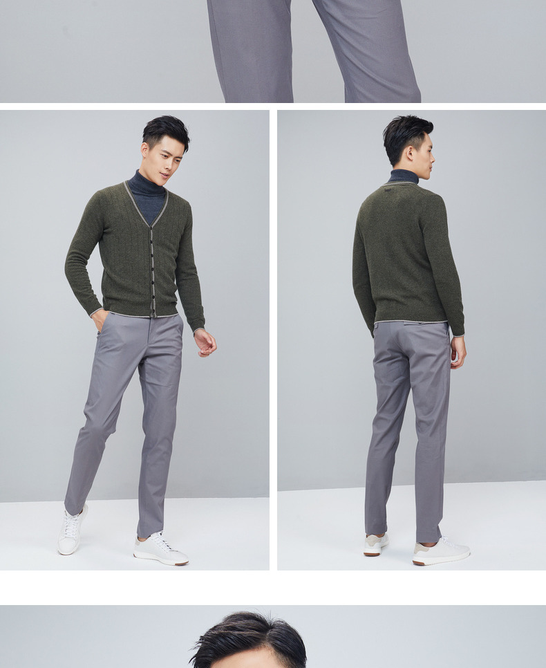 Ordos 18 mùa thu và mùa đông áo len cashmere cổ chữ V nam mới áo khoác thể thao nam