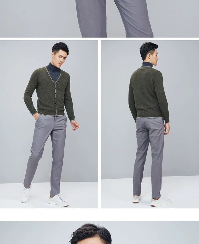 Ordos 18 mùa thu và mùa đông áo len cashmere cổ chữ V nam mới áo len nam trung tuổi