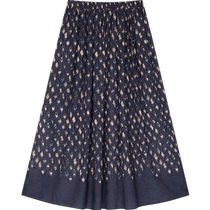 (Silk Cotton) ERDOS Geometric Print Elastic Waist Skirt 24th Summer New Product Womens A-Line Large Hem Umbrella Skirt