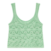 ERDOS Green Embossed Knitted Suspender Womens 24th Spring New Arrival Hand Hook Craftsmanship Fashion Hollow Pullover Vest