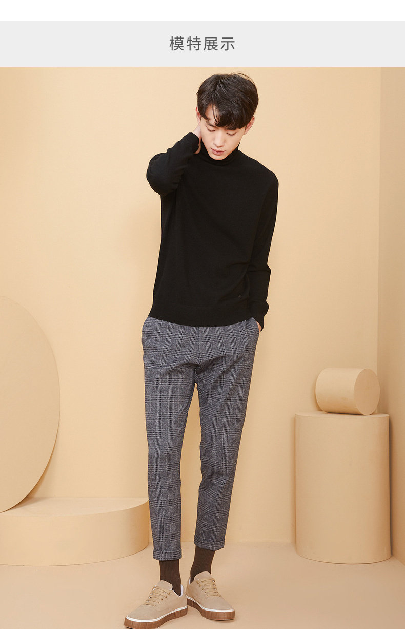 鄂尔多斯 100%山羊绒 男士高领针织衫 图9