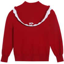 Ordos childrens clothing girls 2 knitted sweaters 4 years autumn and winter new half turtleneck warm cute red pullover