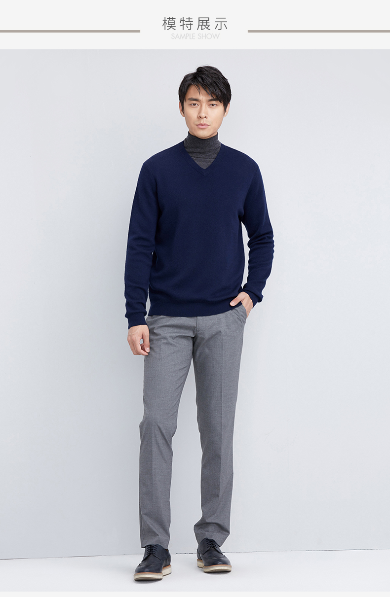 ERDOS mùa thu và mùa đông tinh khiết cashmere worsted V-Cổ đôi kéo nam áo thun áo len E174A0054