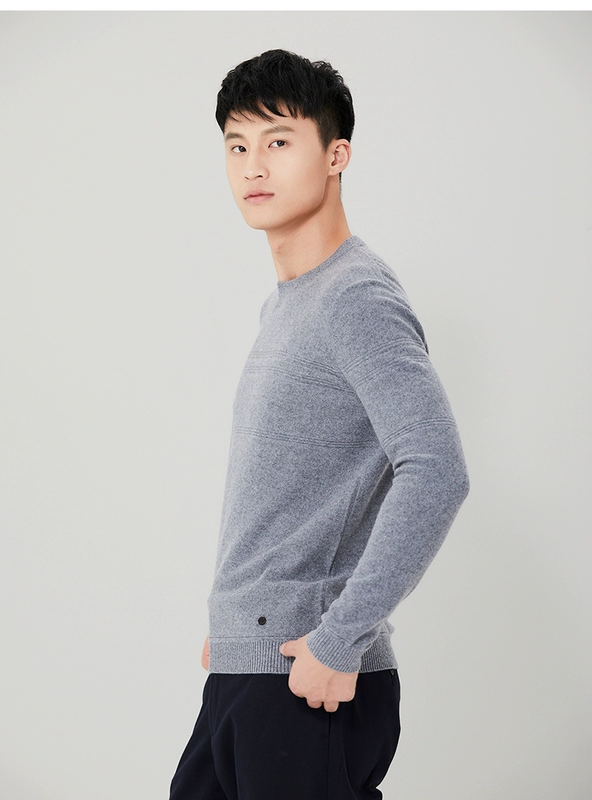 Ordos mùa thu và mùa đông vòng cổ thời trang lạ mắt màu rắn áo len nam cashmere áo len Q176W1005