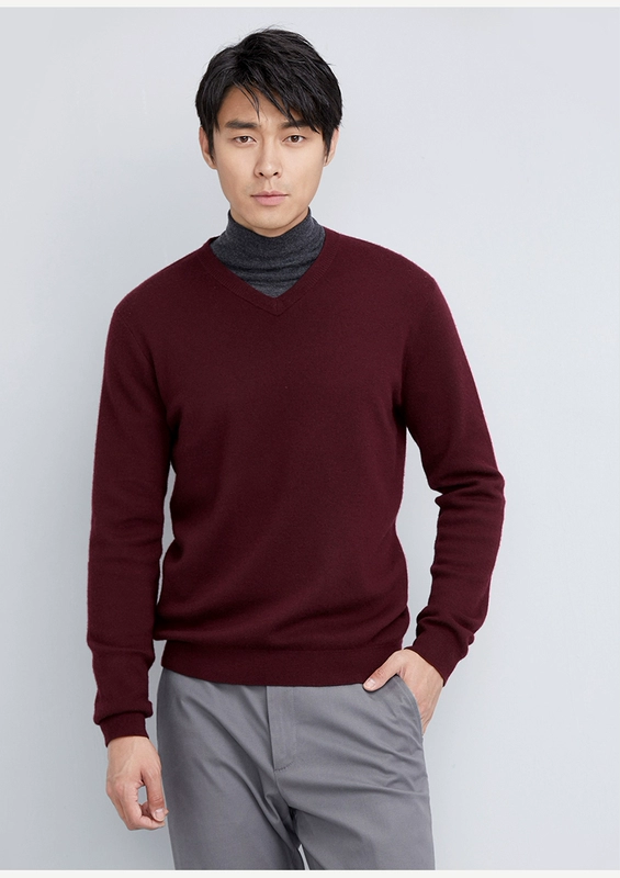 ERDOS mùa thu và mùa đông tinh khiết cashmere worsted V-Cổ đôi kéo nam áo thun áo len E174A0054