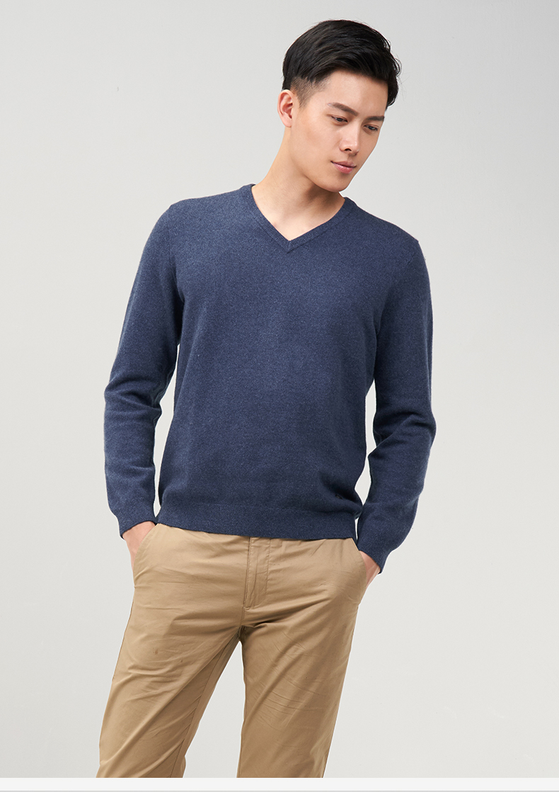 ERDOS 17 mùa thu và mùa đông cổ chữ V dày áo len cashmere áo len cổ lọ nam