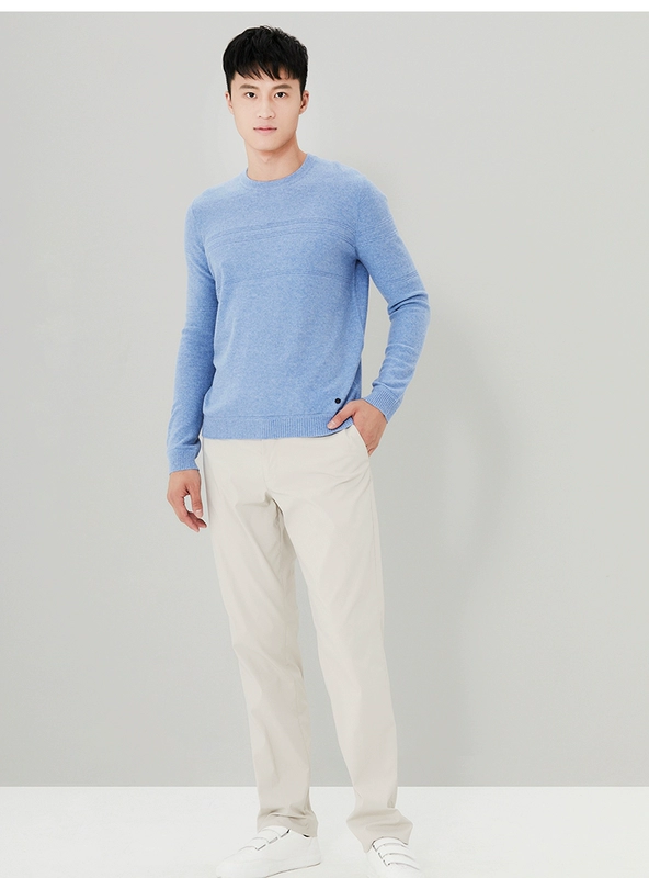 Ordos mùa thu và mùa đông vòng cổ thời trang lạ mắt màu rắn áo len nam cashmere áo len Q176W1005