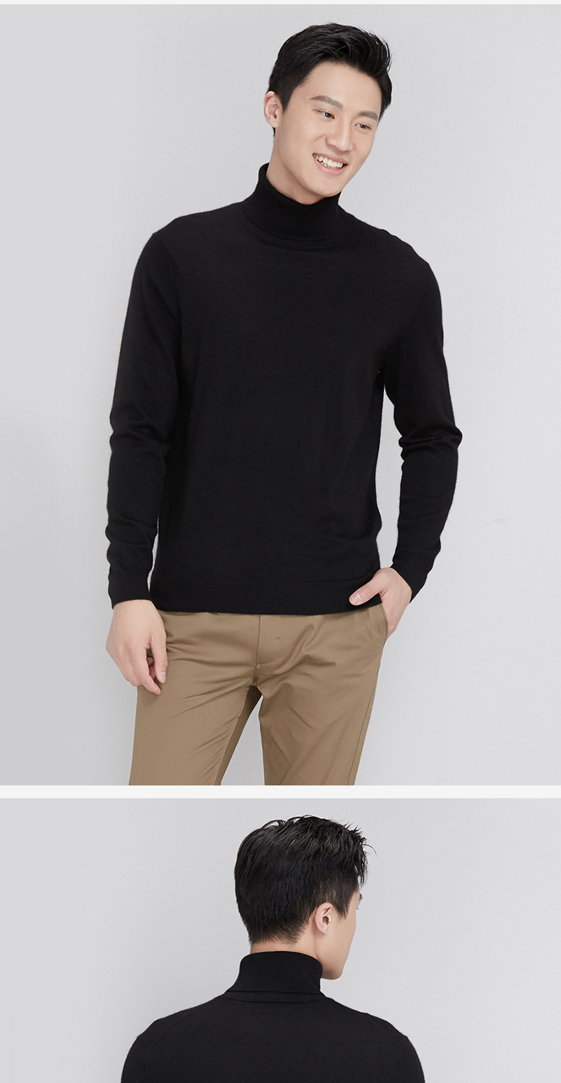 Ordos mùa thu và mùa đông worsted màu rắn cao cổ áo của nam giới áo len cashmere Q177A0005