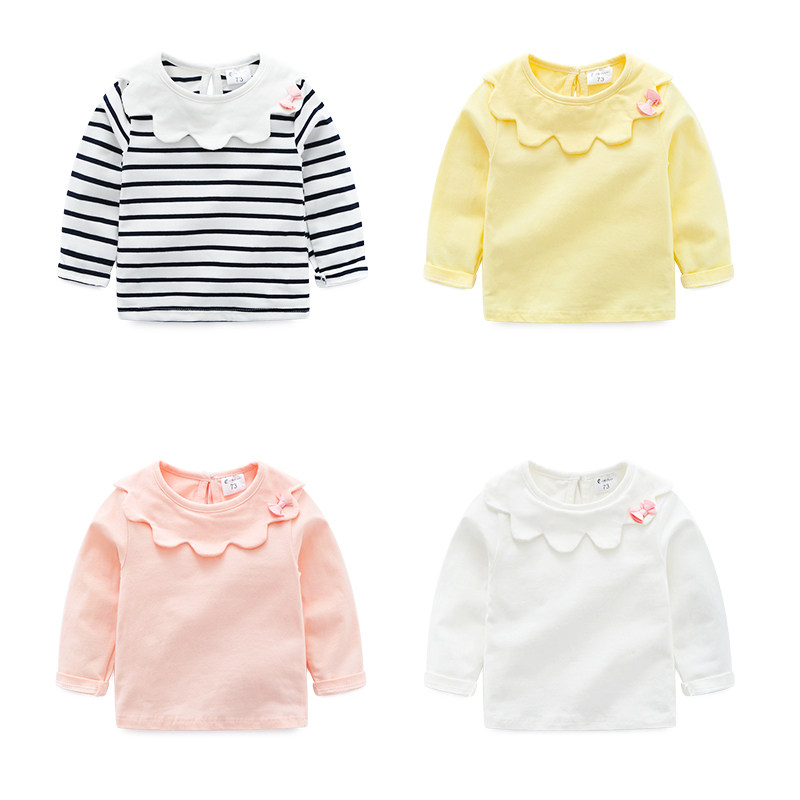 Baby spring doll collar Long sleeve blouses pure cotton female baby autumn clothes Spring and autumn T-shirt Undershirt Outwear Women's Treasure