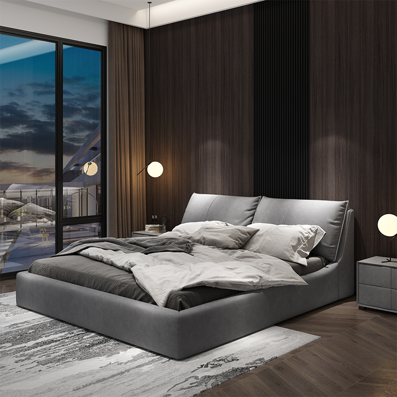 Nordic Cloth Art Bed Free From Washing Tech Bunk Bed Modern Minimalist Tatami Light Extravagant Master Bedroom With Big Bed Double Soft Bag Wedding Bed