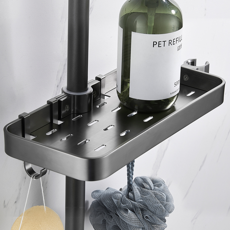 Gun gray bathroom shower rack powder room put shampoo shelf bathroom shower storage shelf free punch