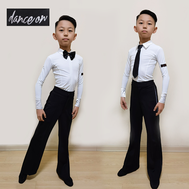 Boy Latin dance rules the competition suit toddler's practice suit jacket white pants black customizable