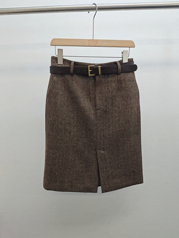 Big Brand K Store & 25 Winter Collection Herringbone Wool Pencil Straight Skirt 208