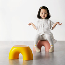 Thickened cartoon rubber stool round stool stepping low stool baby bathroom small bench plastic European foot stepping stool changing shoe stool
