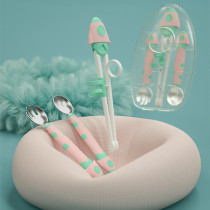 Baby learning to eat training spoon self-eating portable fork spoon set Bowl one year old 2 baby child supplementary food tableware