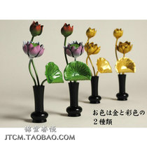 Japanese colorful golden evergreen 1 pair of vase integrated type evergreen for Buddhist lotus Buddhist Buddhist shrine decoration
