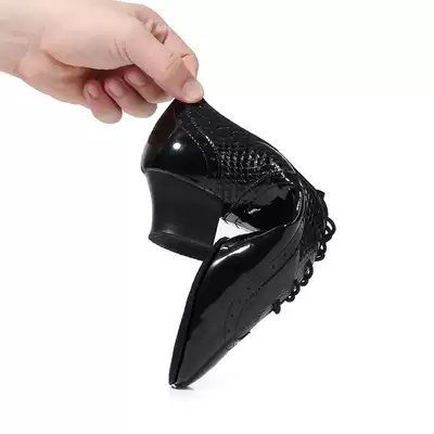 Emperor dance bully male Latin dance shoes soft leather adult competition dance Latin shoes rumba cha-cha denim black soft bottom