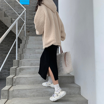 Knitted skirt women 2021 autumn and winter new fashion high waist long Joker slim slim skirt