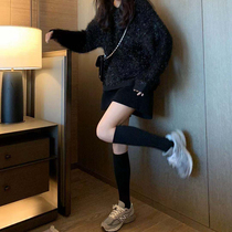 Red Hall imitation lamb wool shorts women 2021 autumn and winter New black elastic waist loose thin wide leg boots