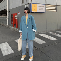 Red Man suit jacket women autumn and winter 2020 new long slim slim fashion temperament suit jacket tide