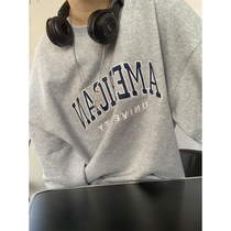 Red Peoples Pavilion grey sweater womens autumn 2022 new Chains design sensation with a small crowd of lazy wind blouses