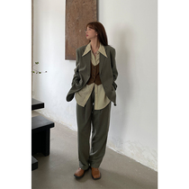 Red Man Gallery Suit Suit Womens Autumn Winter Fashion Nets Red 2022 New Port Wind Retro Chic Ocean Two Sets