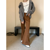 Red People Gallery Light Core Suede Broadlegged Pants Woman Spring Autumn Season 2022 New Casual Pants High Street Ins Tide Horn Pants