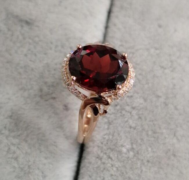 (Xing Family Workshop) Pomegranate Stone Ring Personality Customized 18K Gold 18K Rose Gold Mosaic 106057