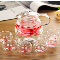 Whole set of flower tea tea set suit thermostatic heat resistant fruit glass teapot filter bubble flower pot cover home heating