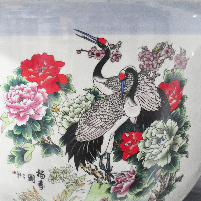 Jingdezhen ceramic ໂຖປັດສະວະດອກໄມ້ຂະຫນາດໃຫຍ່, ຫມໍ້ດອກ, ຫມໍ້ຕົ້ນໄມ້, ຕົ້ນໄມ້ໂຊກດີ, ຂອງຂວັນວັນເກີດທີ່ສູງສໍາລັບຜູ້ສູງອາຍຸ, orchid, crane ແລະຮູບອາຍຸຍືນ