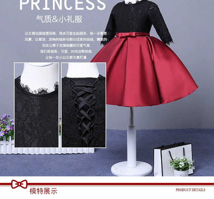 Cô gái Trang phục Piano Hoa Cô dâu Công chúa Váy Công chúa Đầm sinh nhật Đầm dự tiệc Tutu Black Winter đồ bộ cho bé gái