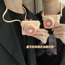 Shinzhen helps grocery shop pig nose small fan USB charging can be around the neck and carry a cute cartoon mini fan