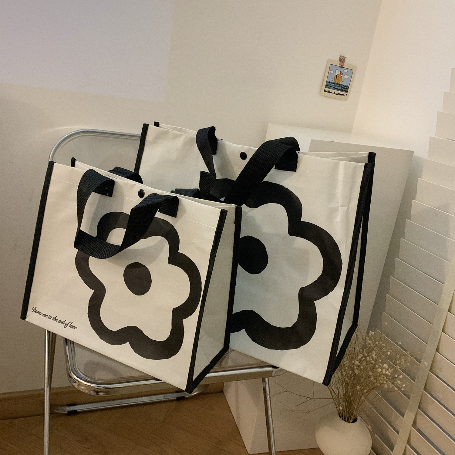 Carnation help grocery store portable large capacity eco-friendly bag shopping bag waterproof hand bag son out of fashion big bag
