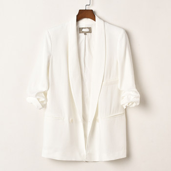 Ainos series drape design smocked sleeves thin acetic acid collarless ol commuter small suit jacket women's spring and summer new