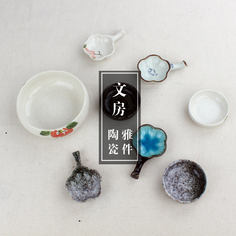 Exquisite ceramic small pen shelves ink disk one thing dual-use textile supplies multi-color optional ink disk pen shelves