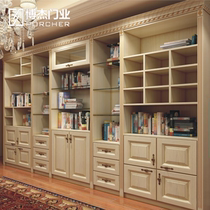 Log bookcase custom French solid wood whole study American pastoral log cabinet door custom design whole house customization