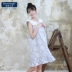 Banana cô gái mới đồ ngủ phụ nữ mùa hè váy ngủ cotton tinh khiết nữ tính ren dễ thương mỏng lỏng lẻo không tay dịch vụ tại nhà - Đêm đầm Đêm đầm