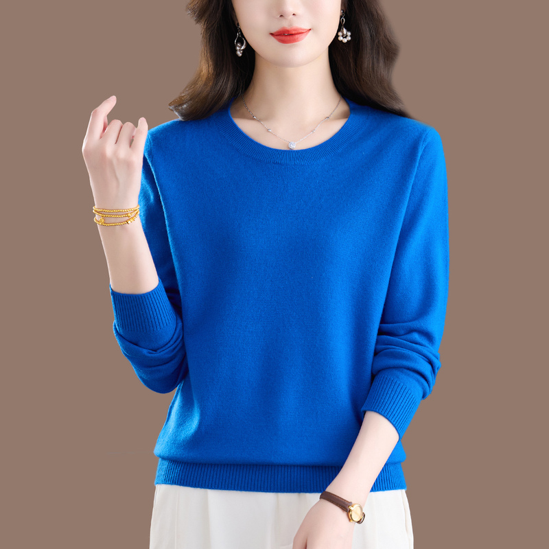 Hengyuanxiang Genuine High-End Fine-Spun 100% Pure Wool Sweater for Women, Suitable for Spring and Autumn, Soft and Cozy Knit Base Layer Sweater