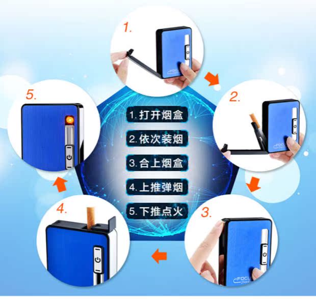 Tập trung hộp thuốc lá siêu mỏng Hộp thuốc lá bom tự động với usb sạc nhẹ hơn kim loại sáng tạo 10 gậy - Bật lửa bật lửa khò xịn