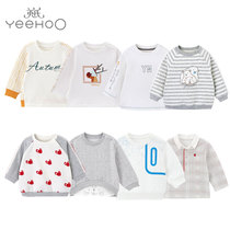 3 folded up for the spring and fall of the baby clothes male and female long sleeves T-shirt male and female baby sweatshirt pure cotton jersey