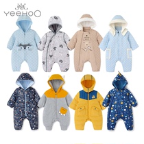3 Fold of Inns Winter Baby Conjoined Clothing Newborn Clip Cotton Down Warm Khaama Mens Baby Climbing Clothing