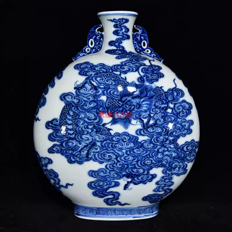 古玩古瓷器大明成化年制斗彩龙穿花玉壶春瓶