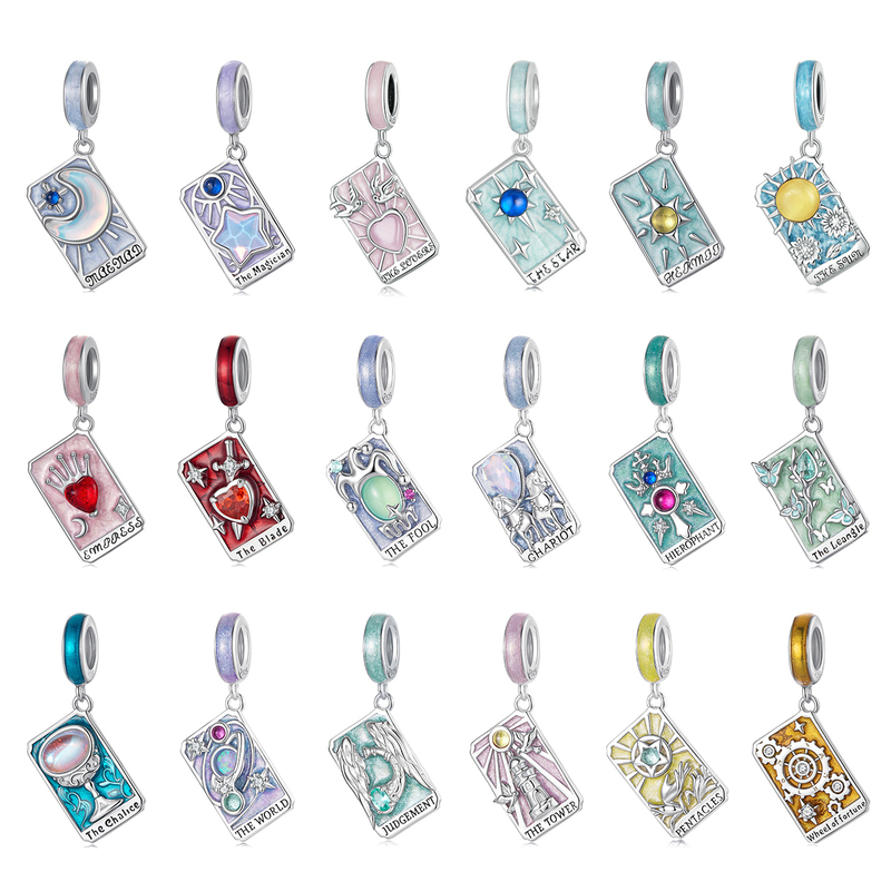 Panduoduo Panduojia Beads Made of S925 Sterling Silver Mysterious Tarot Card Pendant DIY Accessories Bracelet Bead Accessories