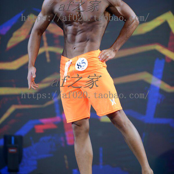 Men's fitness competition knee-length beach pants tide summer surf shorts orange sports five-point pants loose five-point pants