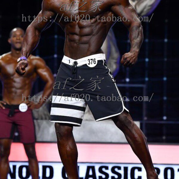 Men's fitness competition beach pants quick-drying surf pants loose five-point pants black summer shorts knee-length pants