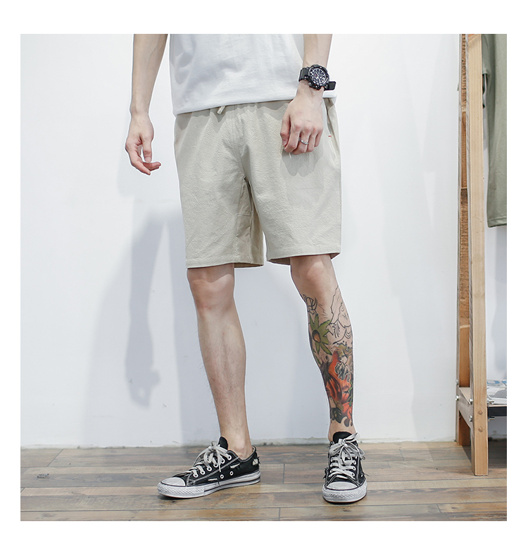 GBOY ánh sáng mùa hè và cotton thoáng khí và linen quần short nam Nhật Bản thanh niên rắn màu rửa quần bãi biển quần lỏng lẻo quần ngố nam